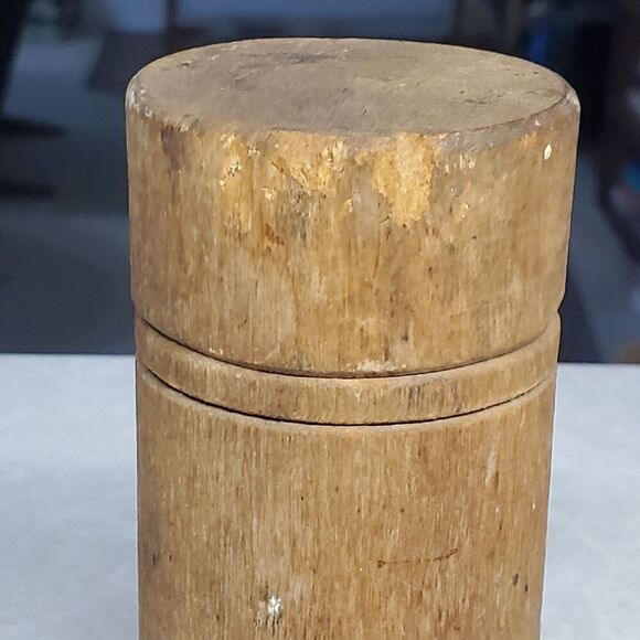Wooden Round Cylinder Box With Lid Vintage Storage Box 4.5 In - Picture 10 of 12